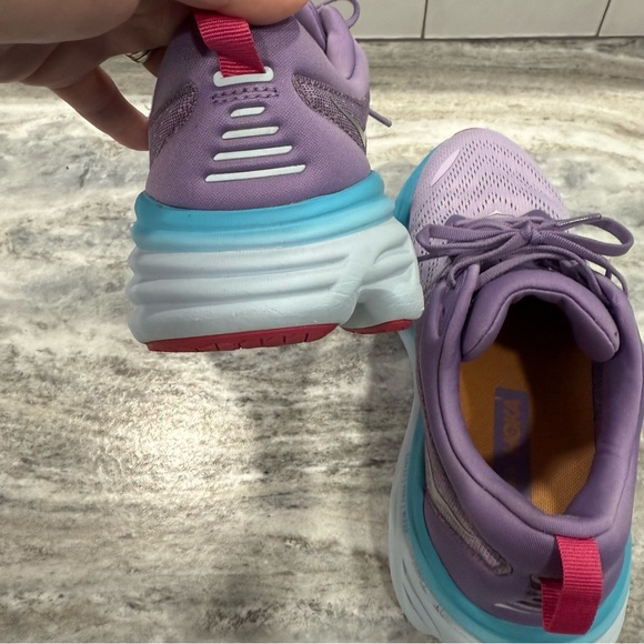 Hoka Bondi 8 Lavender Teal and White Athletic Shoes Walking and Running Shoes - Picture 6 of 10